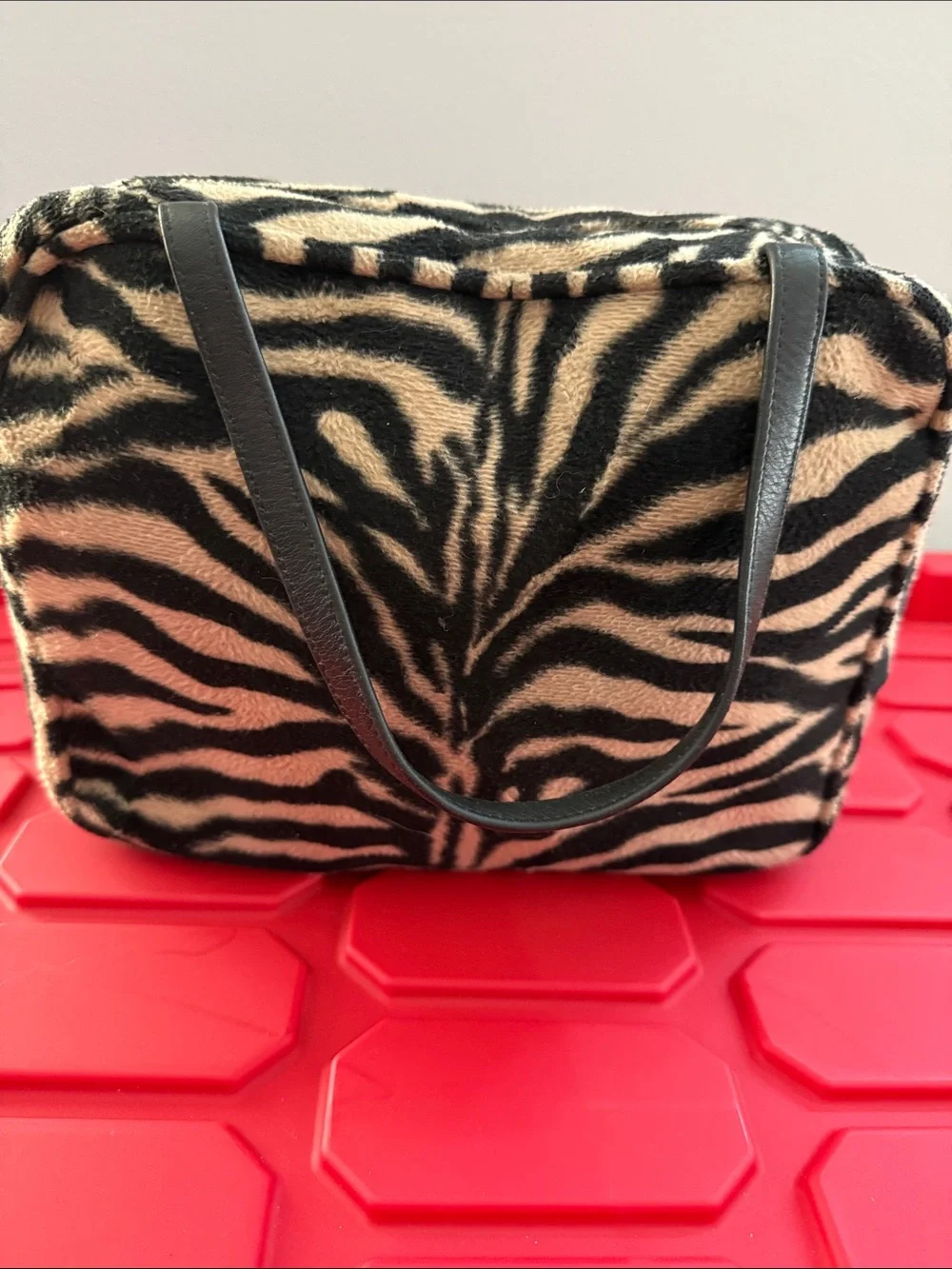 Vintage kate spade Zebra-Print Faux Fur Bag - Black & Cream
